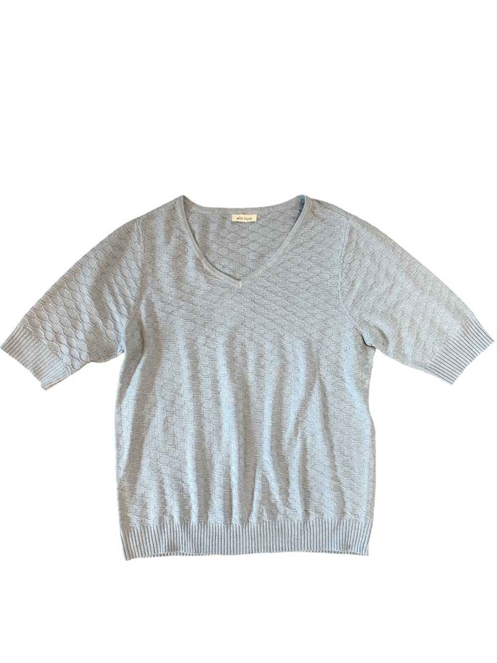 Ella Moss Light Blue V-Neck Short Sleeve Sweater